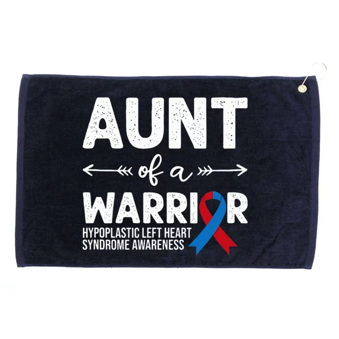 Aunt Of A Warrior Red Blue Ribbon HLHS Awareness Grommeted Golf Towel