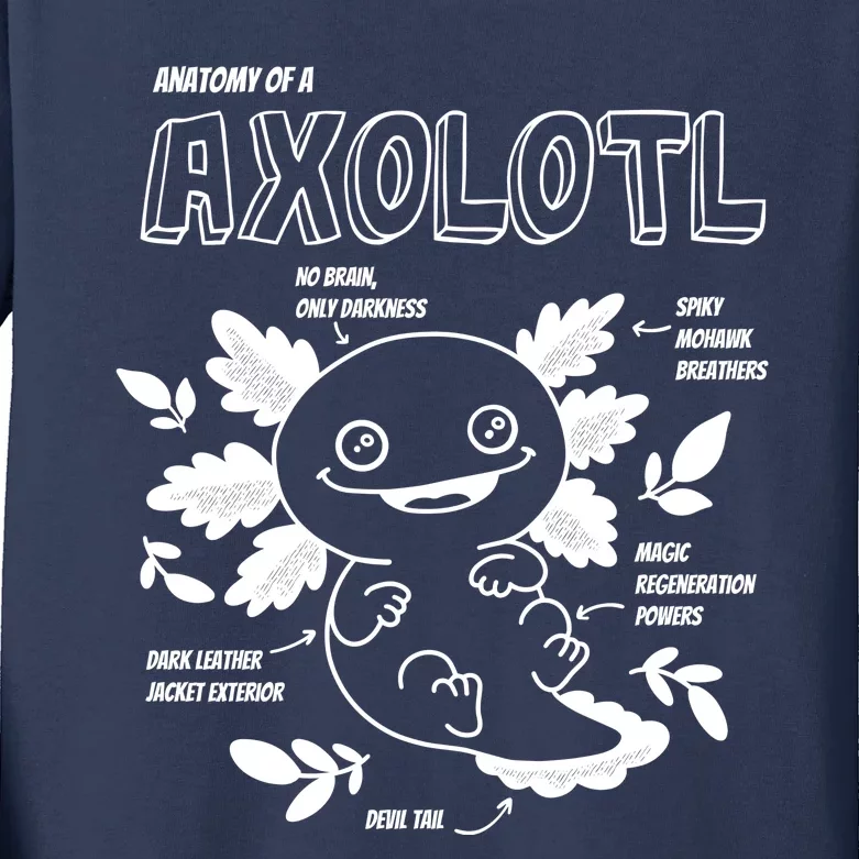 Anatomy Of A Axolotl Kids Long Sleeve Shirt