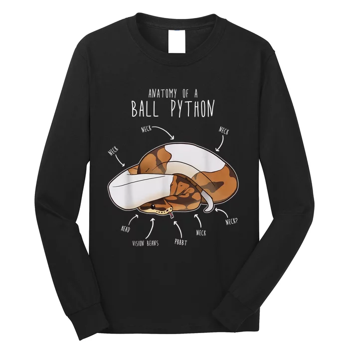 Anatomy Of A Piebald Ball Python Funny Reptile Snake Lover Long Sleeve Shirt