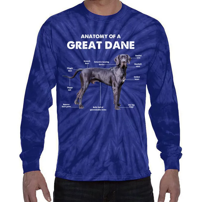 Anatomy Of A Great Dane Perfect Gift For Dog Lovers Tie-Dye Long Sleeve Shirt