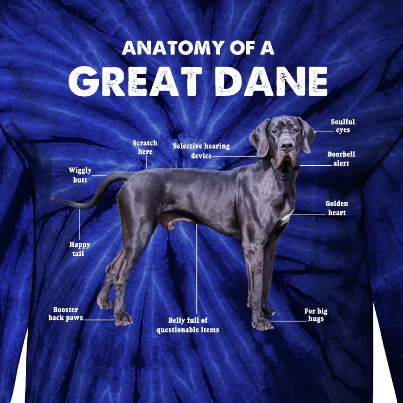 Anatomy Of A Great Dane Perfect Gift For Dog Lovers Tie-Dye Long Sleeve Shirt