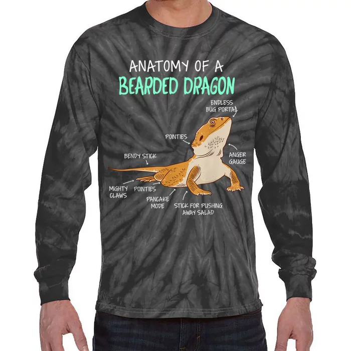 Anatomy Of A Bearded Dragon Bearded Dragon Lizard Pogona Reptile Tie-Dye Long Sleeve Shirt