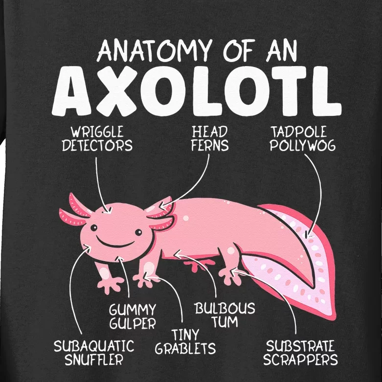 Anatomy Of An Askolotl Owner Mexican Walking Fish Lover Kids Long Sleeve Shirt