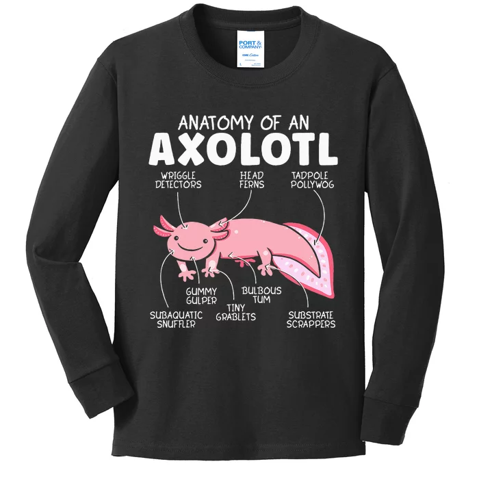 Anatomy Of An Askolotl Owner Mexican Walking Fish Lover Kids Long Sleeve Shirt