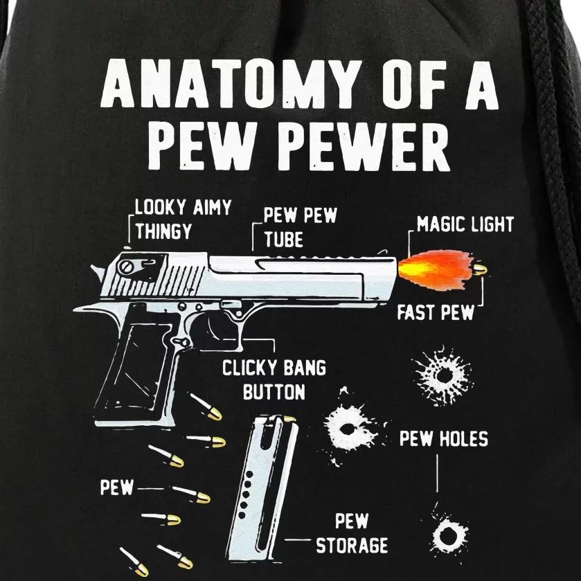 Anatomy Of A Pew Pewer Drawstring Bag