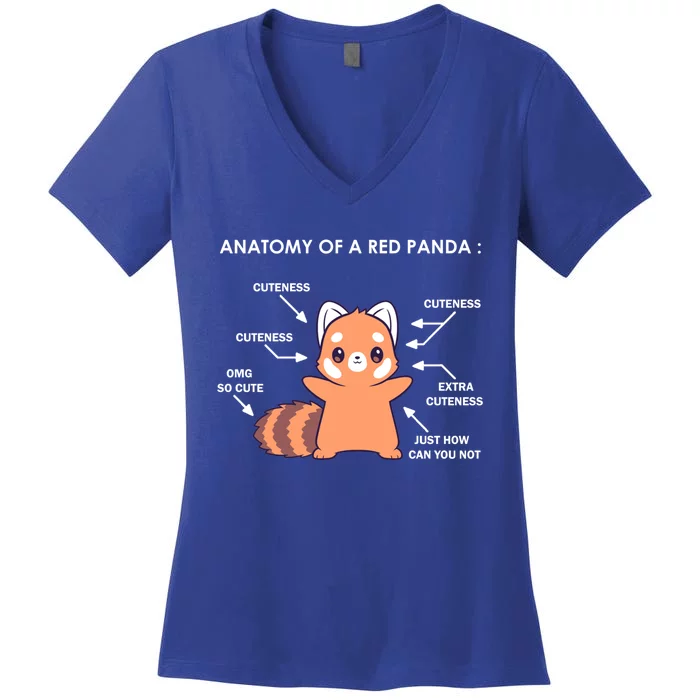 Anatomy Of A Red Panda Science Zoologist Red Panda Anatomy Gift Women's V-Neck T-Shirt