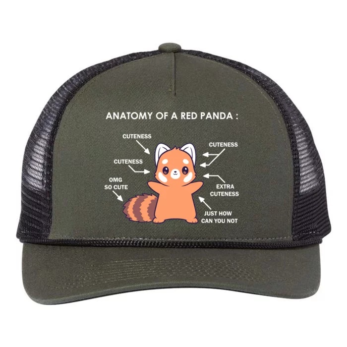 Anatomy Of A Red Panda Science Zoologist Red Panda Anatomy Gift Retro Rope Trucker Hat Cap