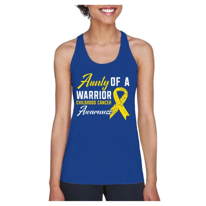 Aunty Of A Warrior Hood Cancer Awareness Gift Women's Racerback Tank