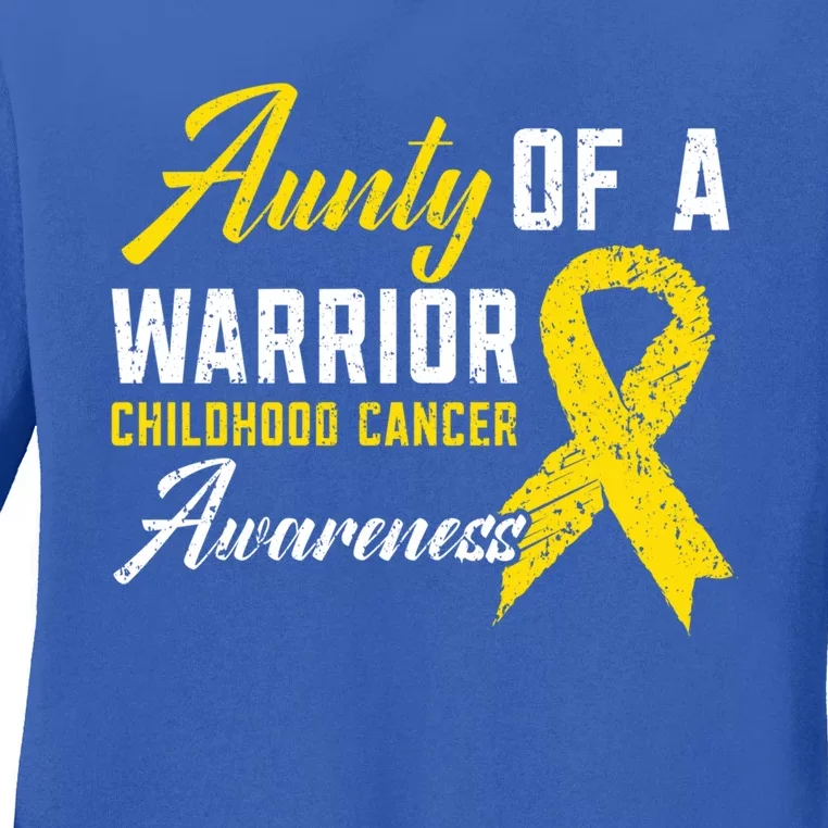 Aunty Of A Warrior Hood Cancer Awareness Gift Ladies Long Sleeve Shirt