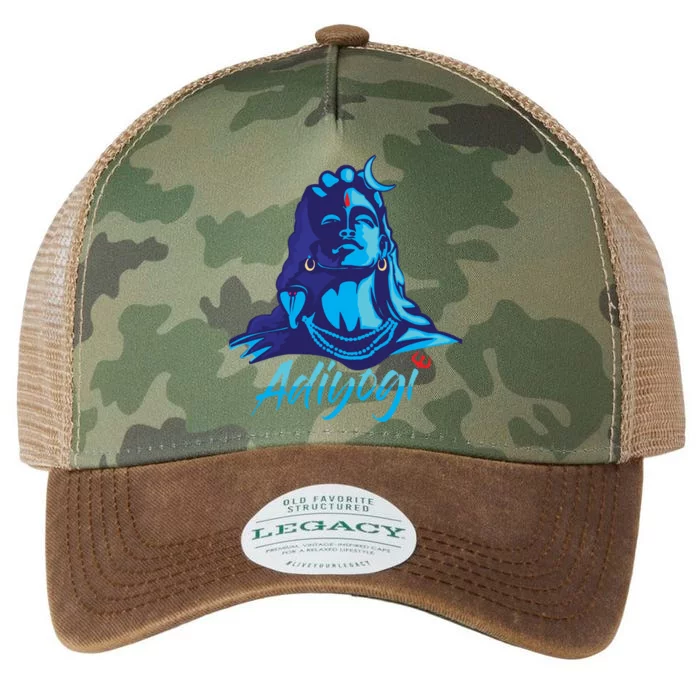 Adiyogi Or Adhi Yogi Shiva Mahadev Blue Hindu Maha Shivratri Funny Gift Legacy Tie Dye Trucker Hat