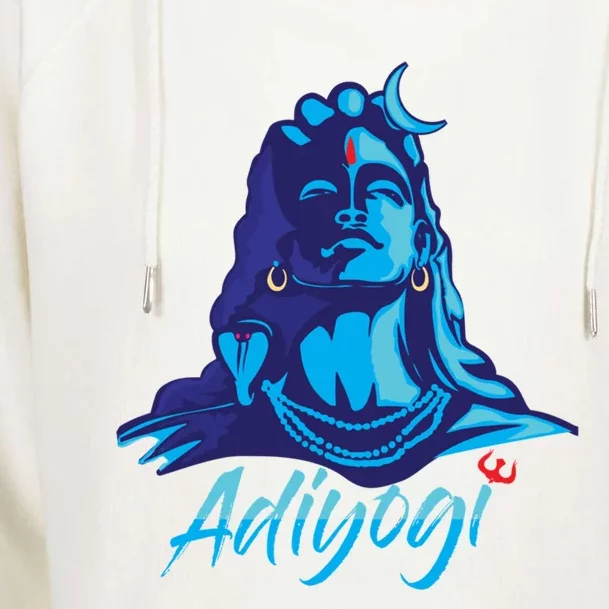 Adiyogi Or Adhi Yogi Shiva Mahadev Blue Hindu Maha Shivratri Funny Gift Womens Funnel Neck Pullover Hood