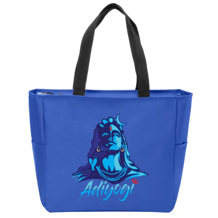 Adiyogi Or Adhi Yogi Shiva Mahadev Blue Hindu Maha Shivratri Funny Gift Zip Tote Bag