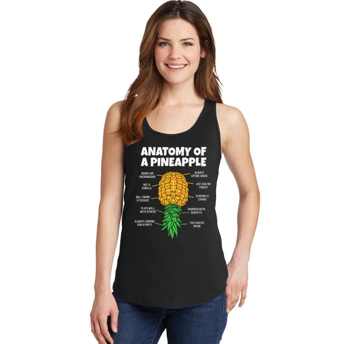 Anatomy Of A Pineapple Swinger Funny Upside Down Pineapple Ladies Essential Tank