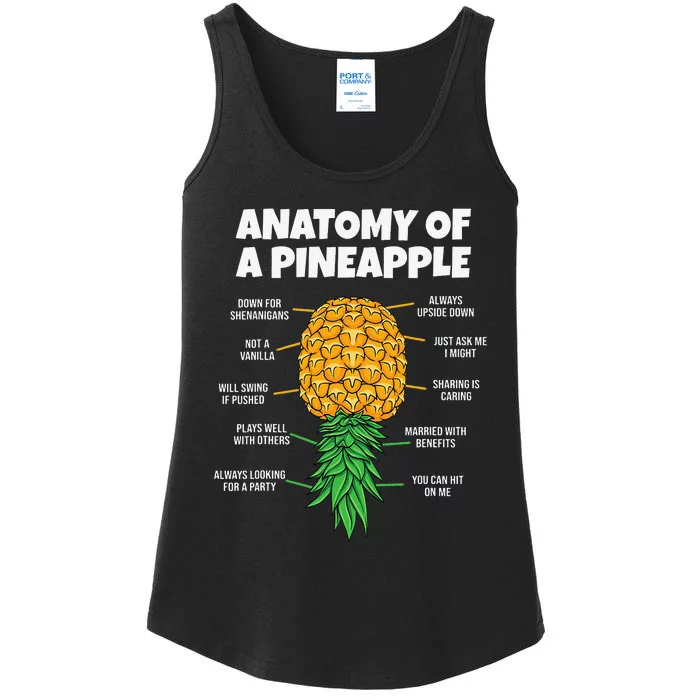 Anatomy Of A Pineapple Swinger Funny Upside Down Pineapple Ladies Essential Tank