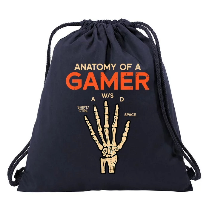 Anatomy Of A Gamer Skeleton Hand Funny Drawstring Bag