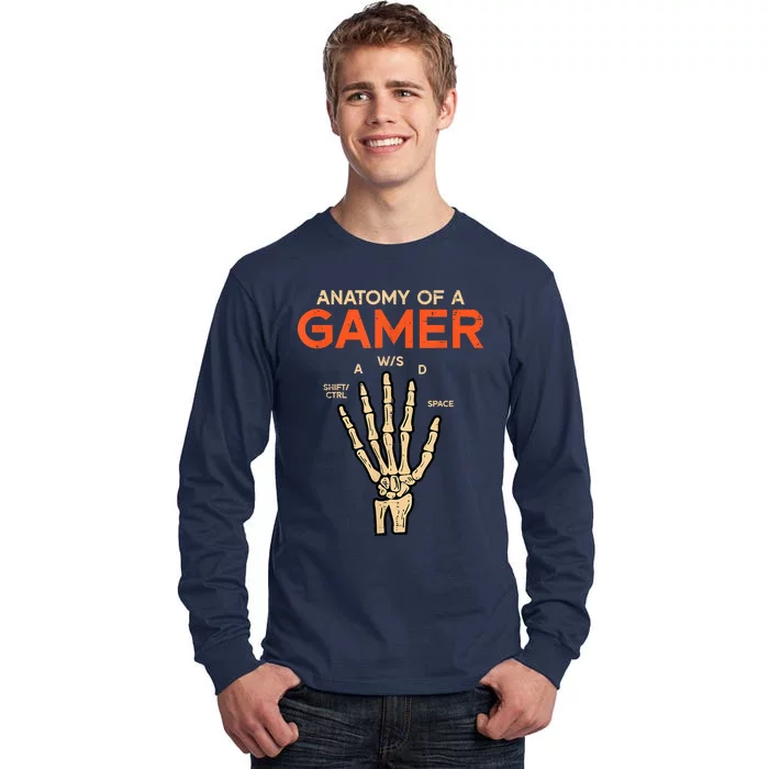 Anatomy Of A Gamer Skeleton Hand Funny Tall Long Sleeve T-Shirt