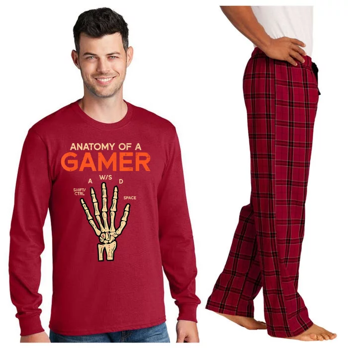 Anatomy Of A Gamer Skeleton Hand Funny Long Sleeve Pajama Set