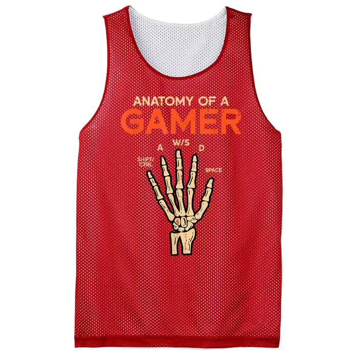 Anatomy Of A Gamer Skeleton Hand Funny Mesh Reversible Basketball Jersey Tank