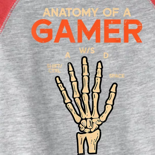 Anatomy Of A Gamer Skeleton Hand Funny Toddler Fine Jersey T-Shirt