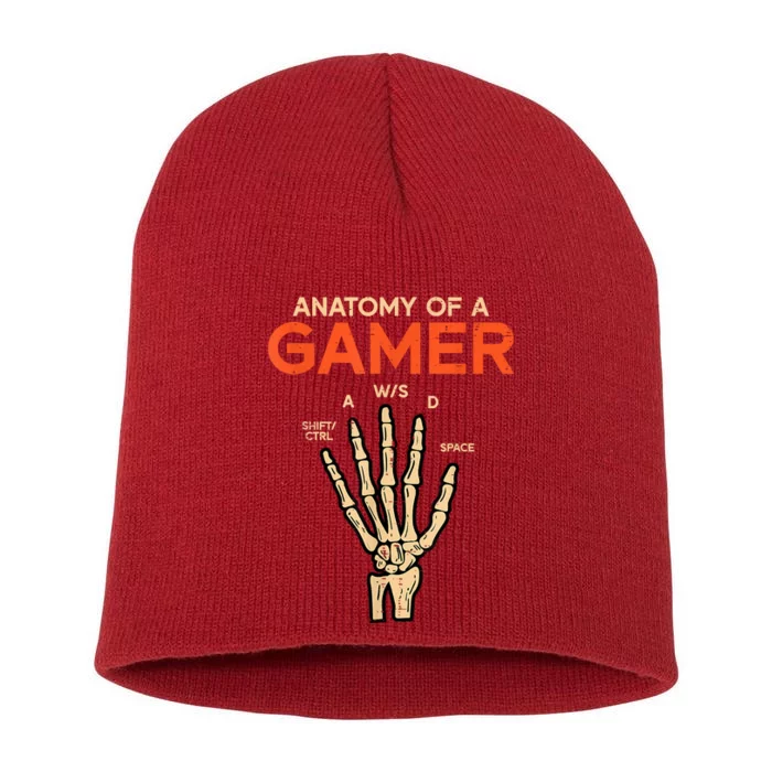 Anatomy Of A Gamer Skeleton Hand Funny Short Acrylic Beanie