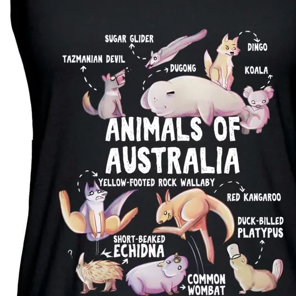 Animals Of Australia Australian Animal Educational Gift Cute Ladies Essential Flowy Tank