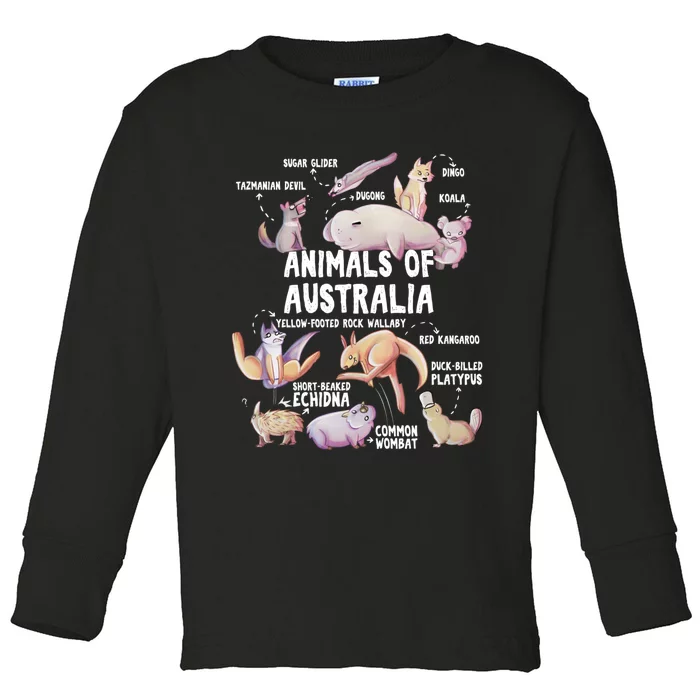 Animals Of Australia Australian Animal Educational Gift Cute Toddler Long Sleeve Shirt