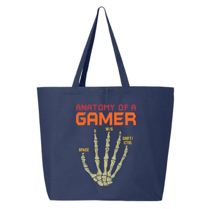 Anatomy Of A Gamer Skeleton Hand Funny Gamer Ns Gift 25L Jumbo Tote