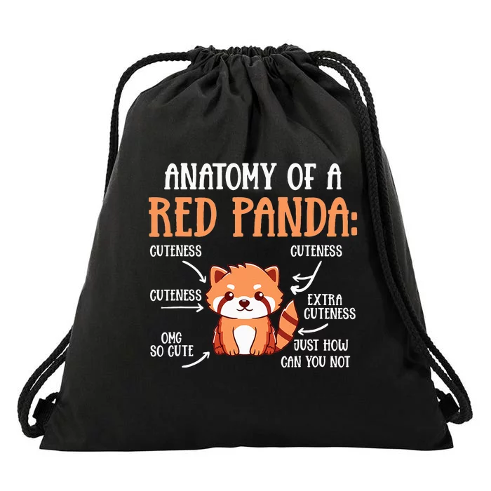 Anatomy Of A Red Panda Science Zoologist Cute Panda Lovers Drawstring Bag