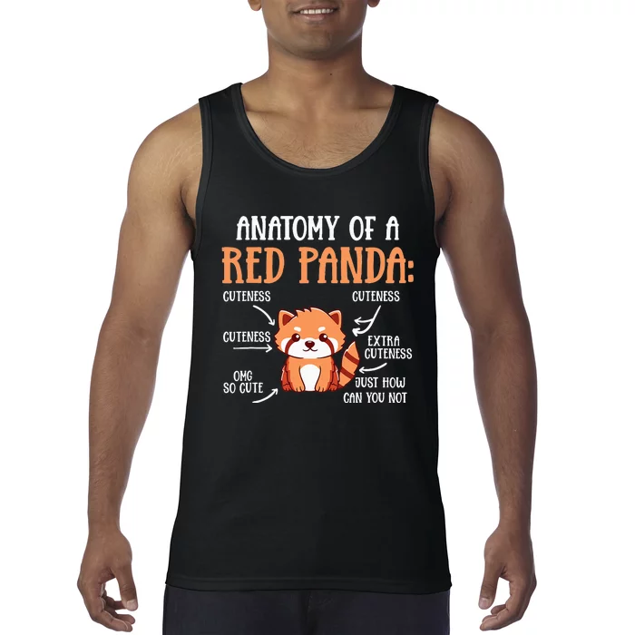 Anatomy Of A Red Panda Science Zoologist Cute Panda Lovers Tank Top