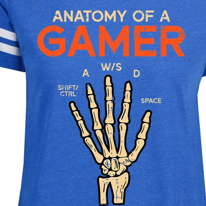 Anatomy Of A Gamer Skeleton Hand Funny Enza Ladies Jersey Football T-Shirt