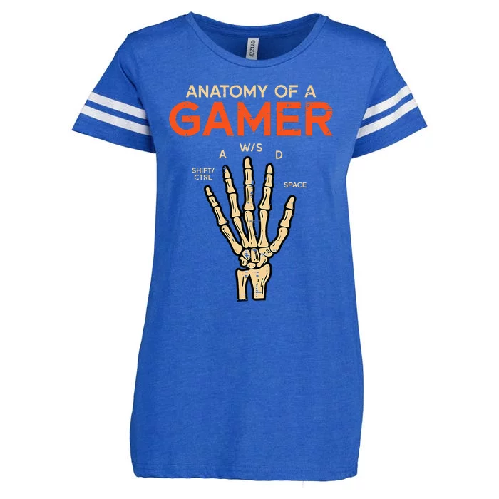 Anatomy Of A Gamer Skeleton Hand Funny Enza Ladies Jersey Football T-Shirt