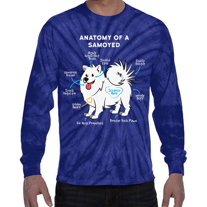 Anatomy Of A Samoyed Funny Dog Master Mistress Tie-Dye Long Sleeve Shirt