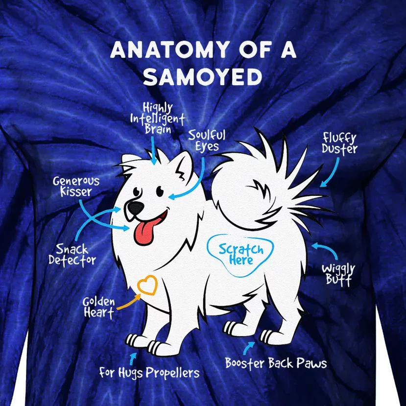 Anatomy Of A Samoyed Funny Dog Master Mistress Tie-Dye Long Sleeve Shirt