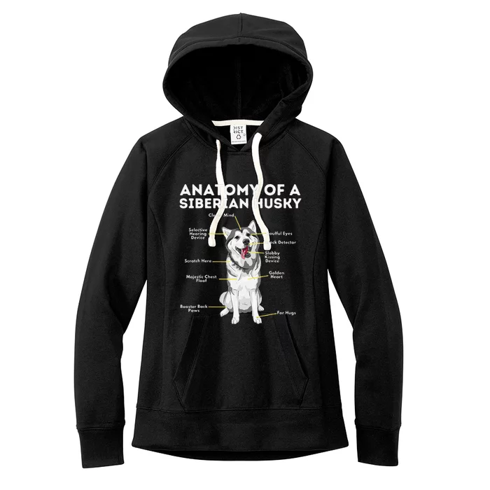 Anatomy Of A Siberian Husky Funny Sibe Owner Dog Lover Women's Fleece Hoodie