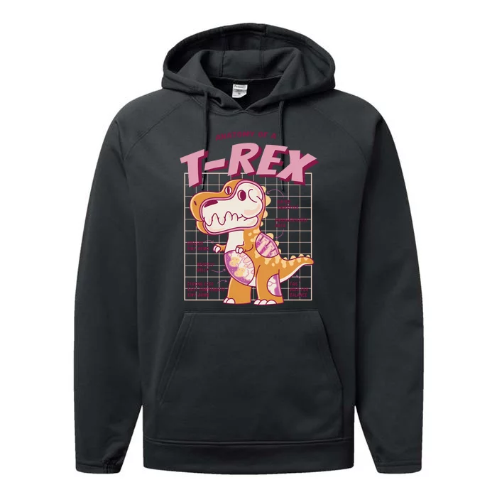 Anatomy Of A T Rex Performance Fleece Hoodie