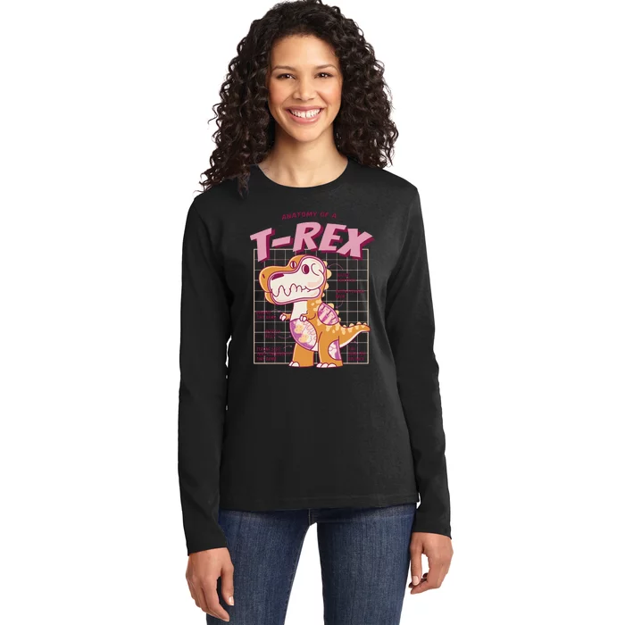 Anatomy Of A T Rex Ladies Long Sleeve Shirt