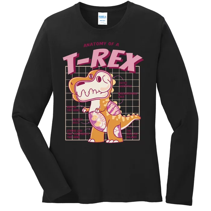 Anatomy Of A T Rex Ladies Long Sleeve Shirt