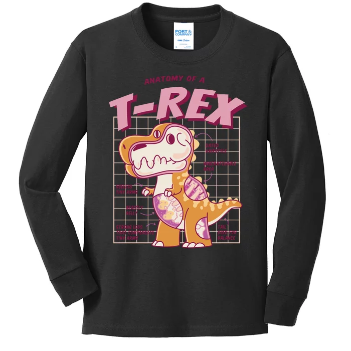 Anatomy Of A T Rex Kids Long Sleeve Shirt