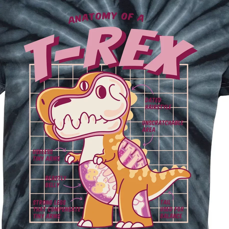 Anatomy Of A T Rex Kids Tie-Dye T-Shirt