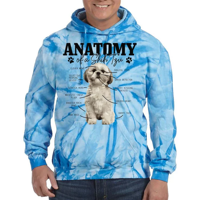 Anatomy Of A Shih Tzu Dog Funny Cute Shih Tzu Mom Dad Tie Dye Hoodie