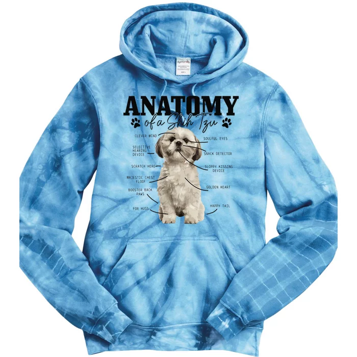 Anatomy Of A Shih Tzu Dog Funny Cute Shih Tzu Mom Dad Tie Dye Hoodie