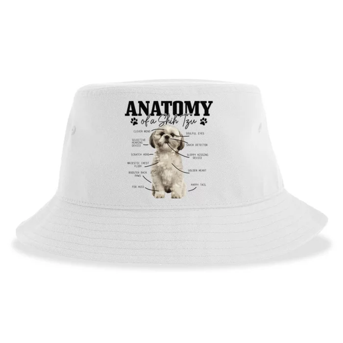 Anatomy Of A Shih Tzu Dog Funny Cute Shih Tzu Mom Dad Sustainable Bucket Hat