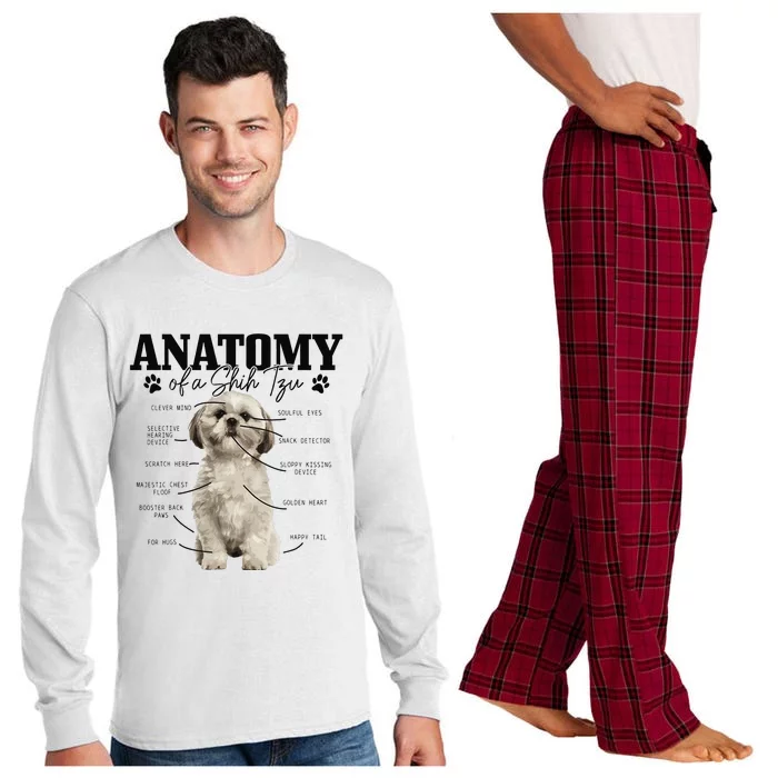 Anatomy Of A Shih Tzu Dog Funny Cute Shih Tzu Mom Dad Long Sleeve Pajama Set