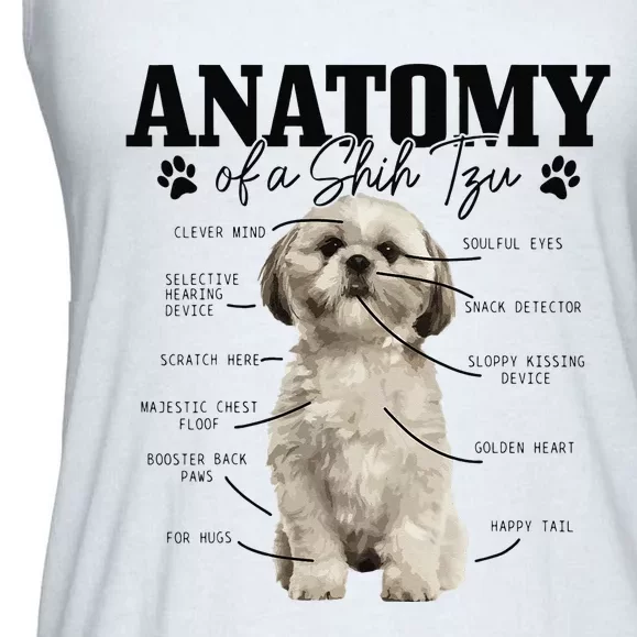 Anatomy Of A Shih Tzu Dog Funny Cute Shih Tzu Mom Dad Ladies Essential Flowy Tank