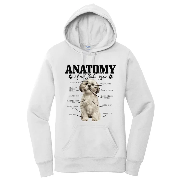 Anatomy Of A Shih Tzu Dog Funny Cute Shih Tzu Mom Dad Women's Pullover Hoodie