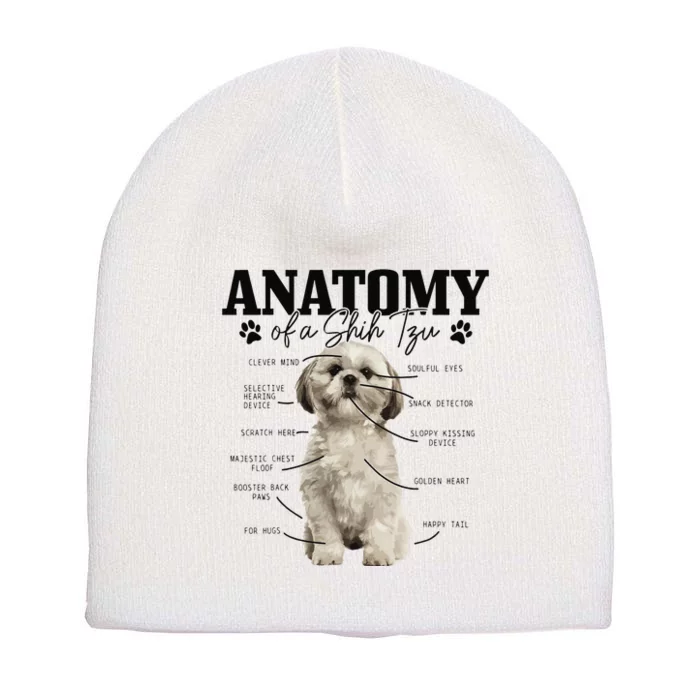 Anatomy Of A Shih Tzu Dog Funny Cute Shih Tzu Mom Dad Short Acrylic Beanie