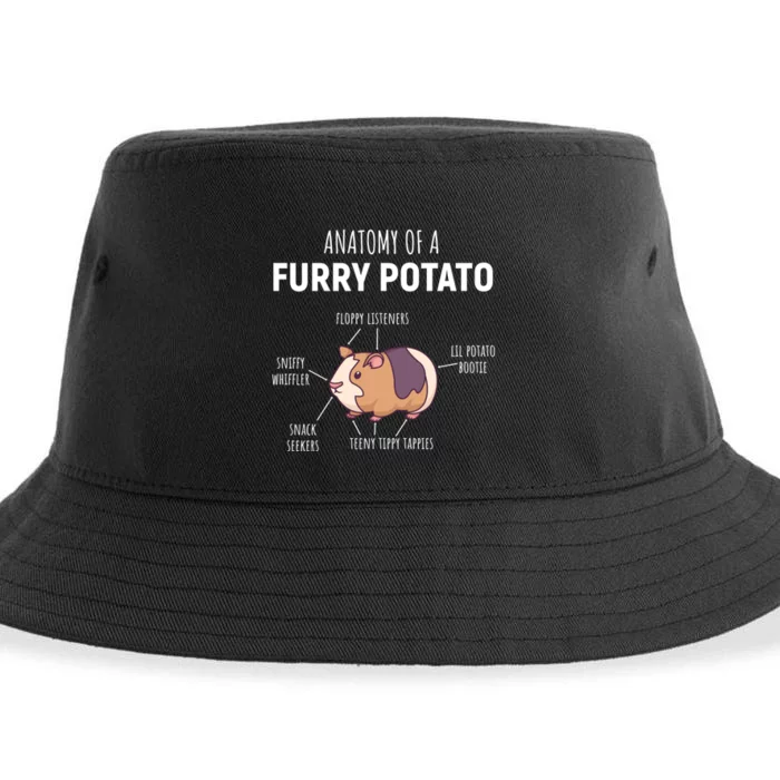 Anatomy Of A Furry Potato Funny Guinea Pig Lover Gift Sustainable Bucket Hat