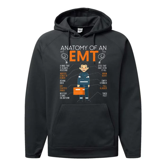 Anatomy Of An EMT Paramedic EMT EMS Health Care Performance Fleece Hoodie