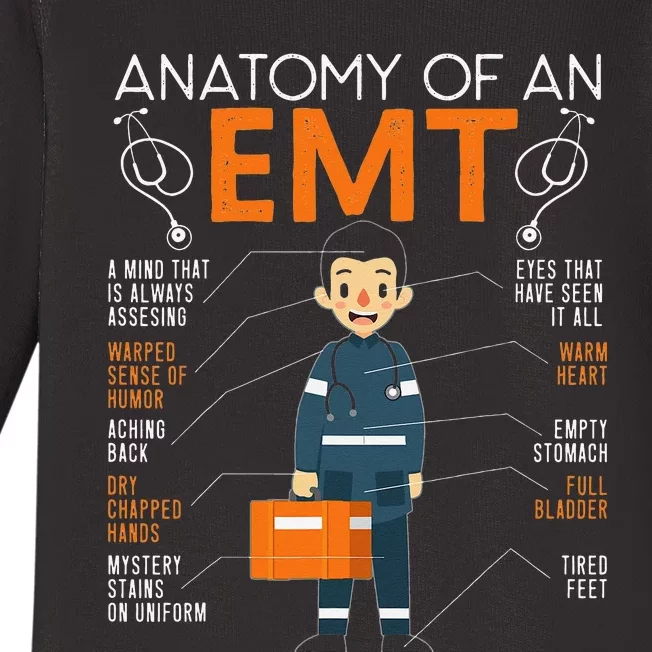 Anatomy Of An EMT Paramedic EMT EMS Health Care Baby Long Sleeve Bodysuit