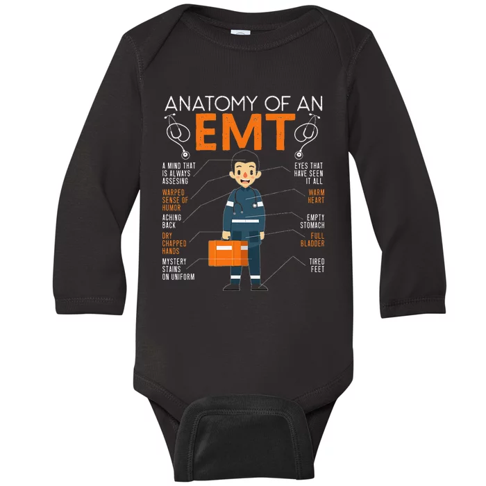 Anatomy Of An EMT Paramedic EMT EMS Health Care Baby Long Sleeve Bodysuit